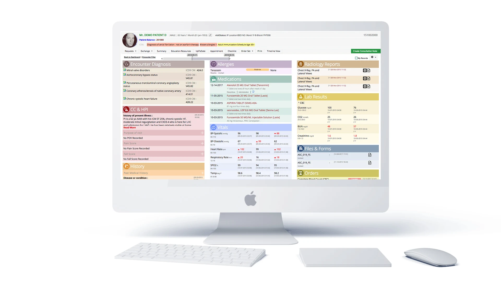 Authentic HINAI EHR Clinical Single-Pane Cockpit on iMac